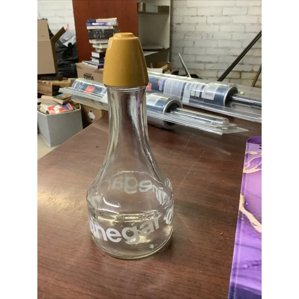 Vintage Gemco Oil /Vinegar Shaker Bottle Glass Single 1970's Tan Mustard Lid